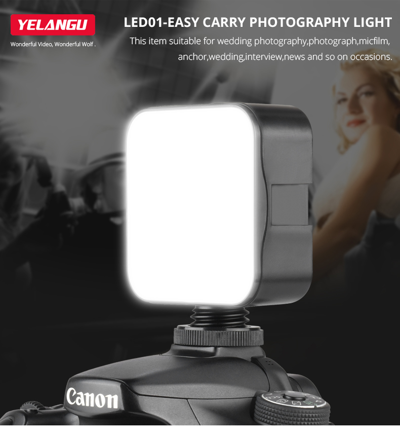 Yelangu LED01 Ultra Bright LED Video Light, LED 49 Dimmable High Power Panel Video Light
