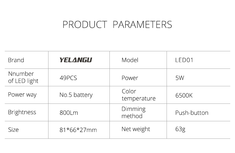 Yelangu LED01 Ultra Bright LED Video Light, LED 49 Dimmable High Power Panel Video Light