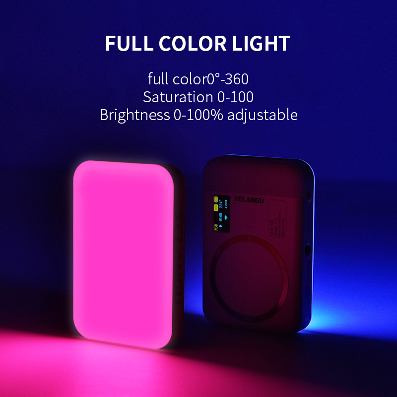 Yelangu MAG5 RGB Double-sided RGB fill light for mobile phone shooting and selfies, with wireless charging magnetic attachment