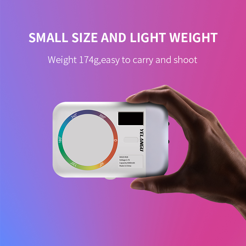 Yelangu MAG5 RGB Double-sided RGB fill light for mobile phone shooting and selfies, with wireless charging magnetic attachment